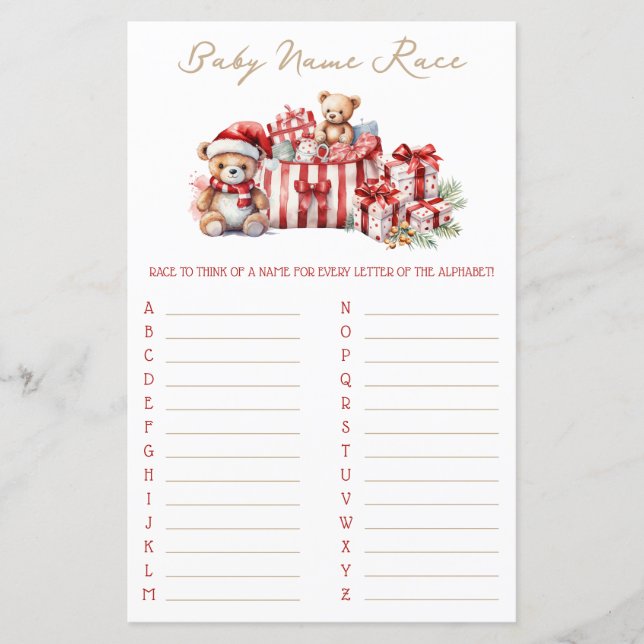 A Merry Little Baby Shower Baby Name Race Game (Vorderseite)