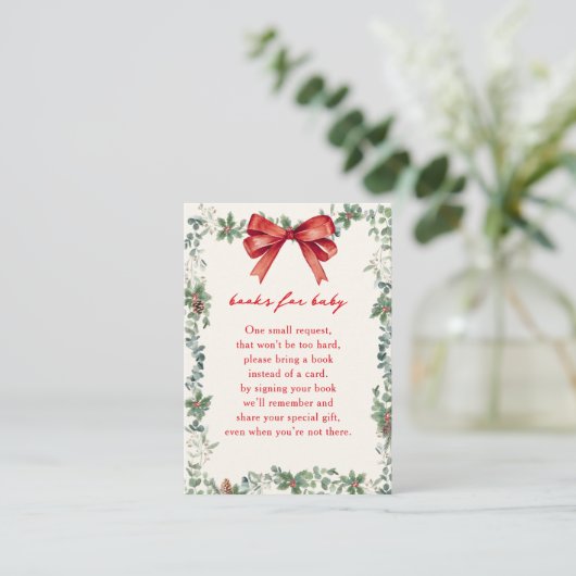 A Merry Little Baby Shower Christmas Book Request Begleitkarte (Stehend Vorderseite)