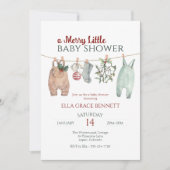 A Merry Little Baby Shower Christmas Clothes Einladung (Vorderseite)