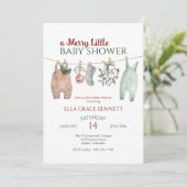 A Merry Little Baby Shower Christmas Clothes Einladung (Stehend Vorderseite)