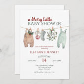 A Merry Little Baby Shower Christmas Clothes Einladung (Vorne/Hinten)