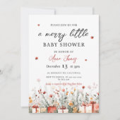 A Merry Little Baby Shower Christmas Florals Einladung (Vorderseite)