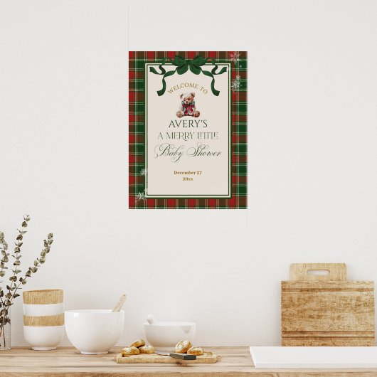 A Merry Little Baby Shower Teddy Bear Christmas Poster (Küche)