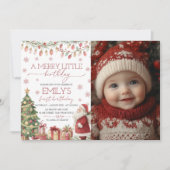 A Merry Little Birthday Photo Invite Einladung (Vorderseite)