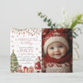 A Merry Little Birthday Photo Invite Einladung (Stehend Vorderseite)