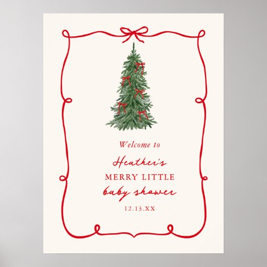 A Merry Little Christmas Baby Shower Welcome Poster (Vorne)