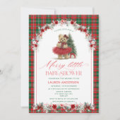 A Merry Little Christmas Tartan Baby Shower Einladung (Vorderseite)