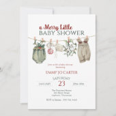 A Merry Little Girl Baby Shower Christmas Clothes Einladung (Vorderseite)