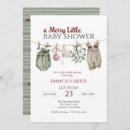 A Merry Little Girl Baby Shower Christmas Clothes Einladung