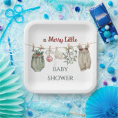 A Merry Little Girl Baby Shower Christmas Clothes Pappteller (Party)