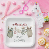 A Merry Little Girl Baby Shower Christmas Clothes Pappteller (Party)