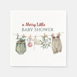A Merry Little Girl Baby Shower Christmas Clothes Serviette