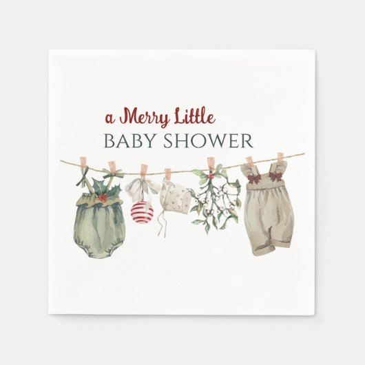 A Merry Little Girl Baby Shower Christmas Clothes Serviette (Vorderseite)