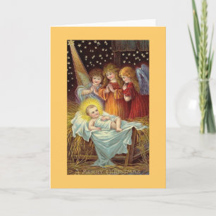 A Mery Christmas Angels with Baby Jesus Feiertagskarte