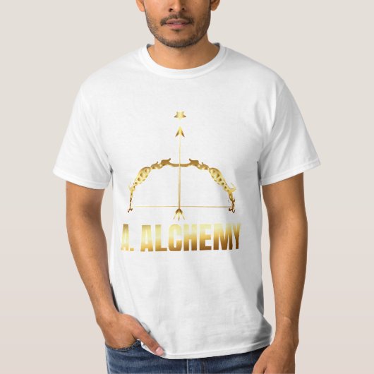 A. Mittelformat für T - Shirt mit Alchemy-Marke (Vorderseite)