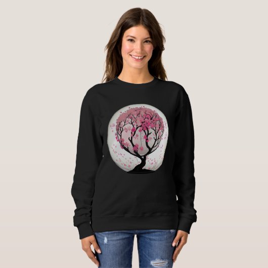 A Modern and Trendy Take on Cherry Blossoms Globe Sweatshirt (Vorne ganz)