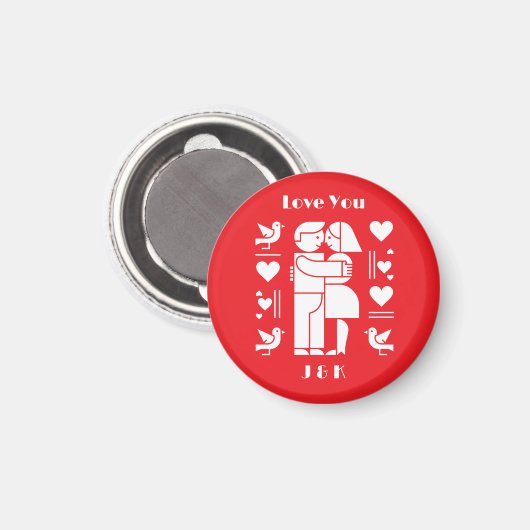 A modern Bauhaus personalized Valentine’s Day Magnet (Vorderseite/Rückseite)