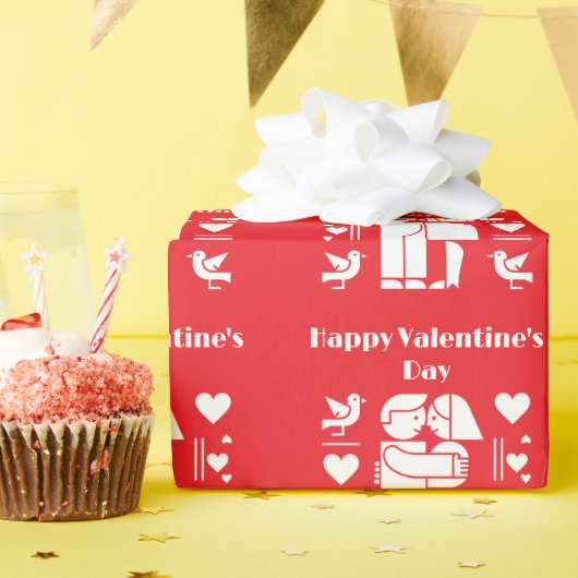 A modern Bauhaus-style Valentine’s Day Geschenkpapier (Geburtstagsparty)