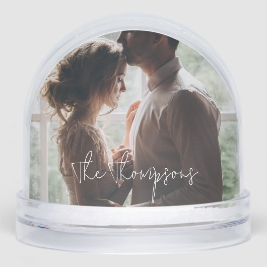 A Modern Love Script Couple's Photo Schneekugeln (Vorderseite)