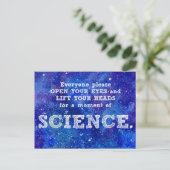 A Moment of SCIENCE protest postcard Postkarte (Stehend Vorderseite)