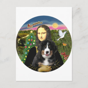 A Mona Lisa Christmas - Bernese MD Puppy Feiertagspostkarte