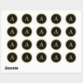 A: Monogram A Elegant Gold und Black Sticker (Blatt)