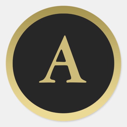 A: Monogram A Elegant Gold und Black Sticker (Vorderseite)