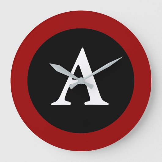 A: Monogram A Large Modern Wall Clock Große Wanduhr (Vorderseite)