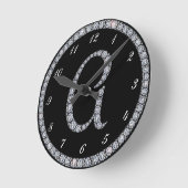 A Monogram bling ring clock Runde Wanduhr (Winkel)