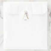 A Monogram Floral Classic Round Aufkleber (Tasche)