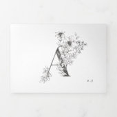 'A' Monogram Schöne gezeichnete Blumenhochzeit Dreifach Gefaltete Einladung (Cover)