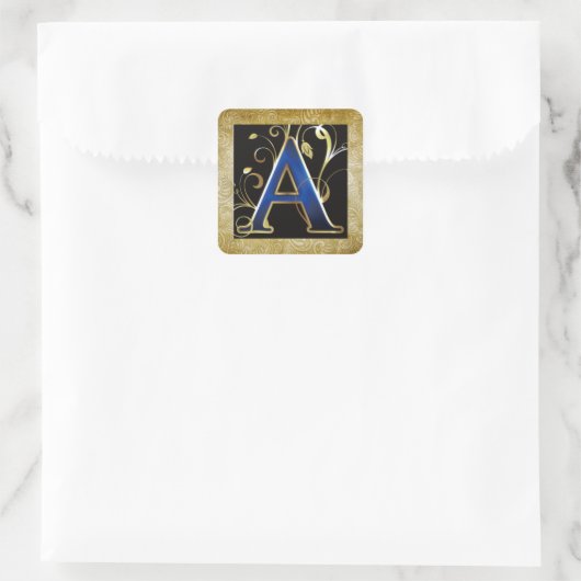 ‚A‘-Monogramm Quadratischer Aufkleber (Tasche)