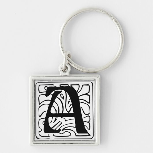 A Monogramm schwarz Schlüsselanhänger (Vorne)