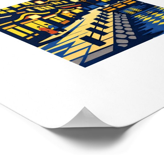 A Moonlit Waterside Town Poster (Ecke)