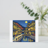 A Moonlit Waterside Town Postkarte (Stehend Vorderseite)