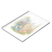 A mother rabbit with a baby rabbit in a clearing w notizblock (Linke Seite)