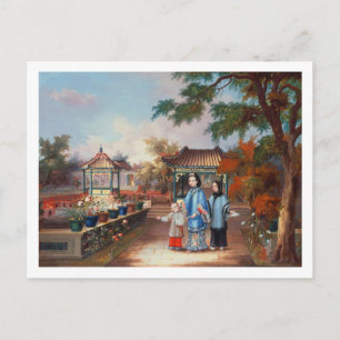 A mother with her children in a chinese garden, c. postkarte