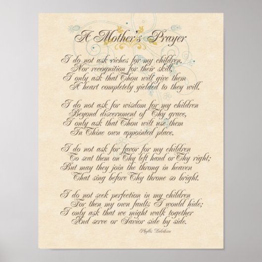 A Mother's Prayer Poster (Vorne)