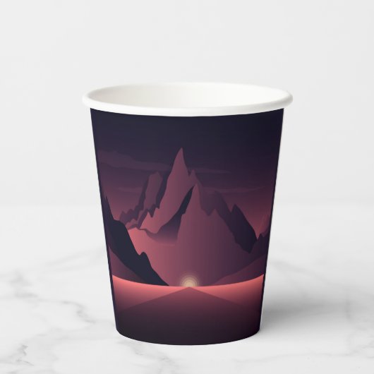 A mountain sunset illustration        pappbecher (Rückseite)