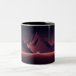 A mountain sunset illustration zweifarbige tasse