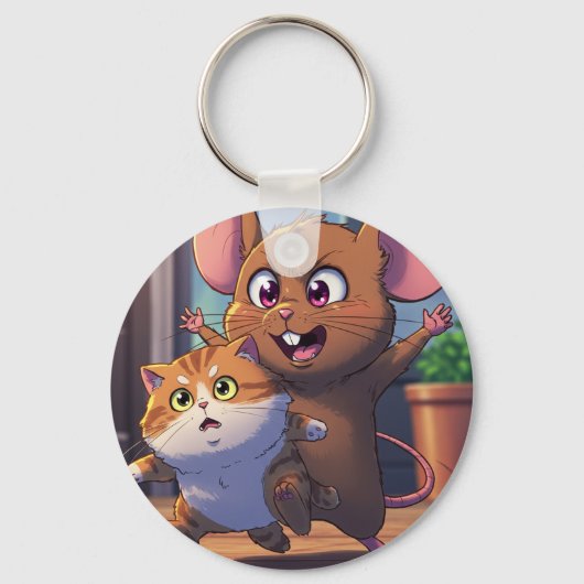  A mouse threatening a cat Schlüsselanhänger (Vorderseite)