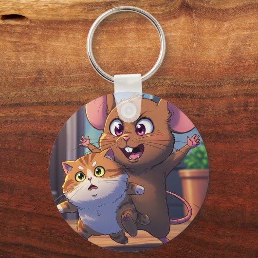  A mouse threatening a cat Schlüsselanhänger (Vorderseite)