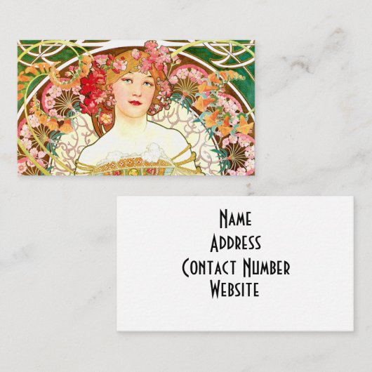 A Mucha Lady Visitenkarte (Vorne/Hinten)