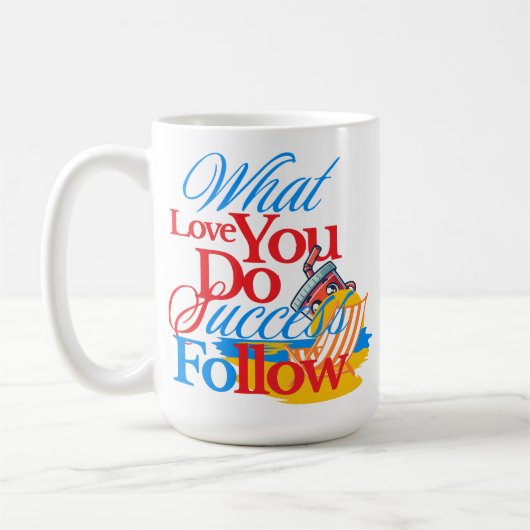 A mug that makes you feel good while you eat and e kaffeetasse (Links)