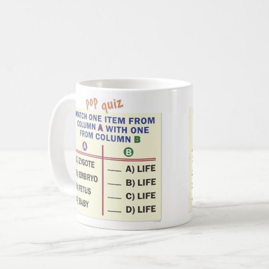 A mug with a quiz. kaffeetasse (Vorderseite Links)