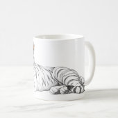 A mug with the image of a tiger with burning eyes. kaffeetasse (VorderseiteRechts)