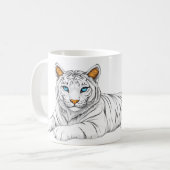 A mug with the image of a tiger with burning eyes. kaffeetasse (Vorderseite Links)