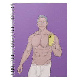 A Muscular gray-haired man taking a selfie Notizblock
