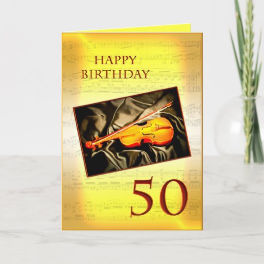 A musical 50th birthday card with a violin karte (Vorderseite)