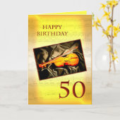 A musical 50th birthday card with a violin karte (Gelbe Blume)